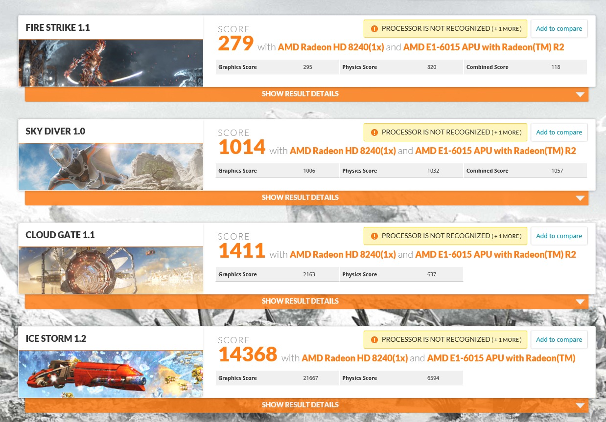 HP 15-af000 15-af010AU 3DMark