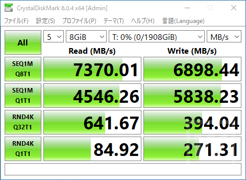 Kingston KC3000 8GiBテスト
