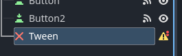 Godot Tweenの警告アイコン