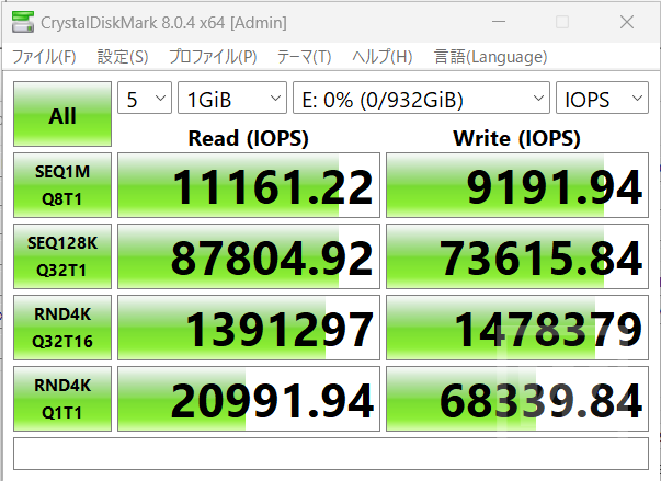 Crucial T700 ベンチマーク（IOPS）